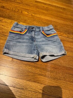 Crewcuts Light Blue Denim Shorts with Rainbow Trim